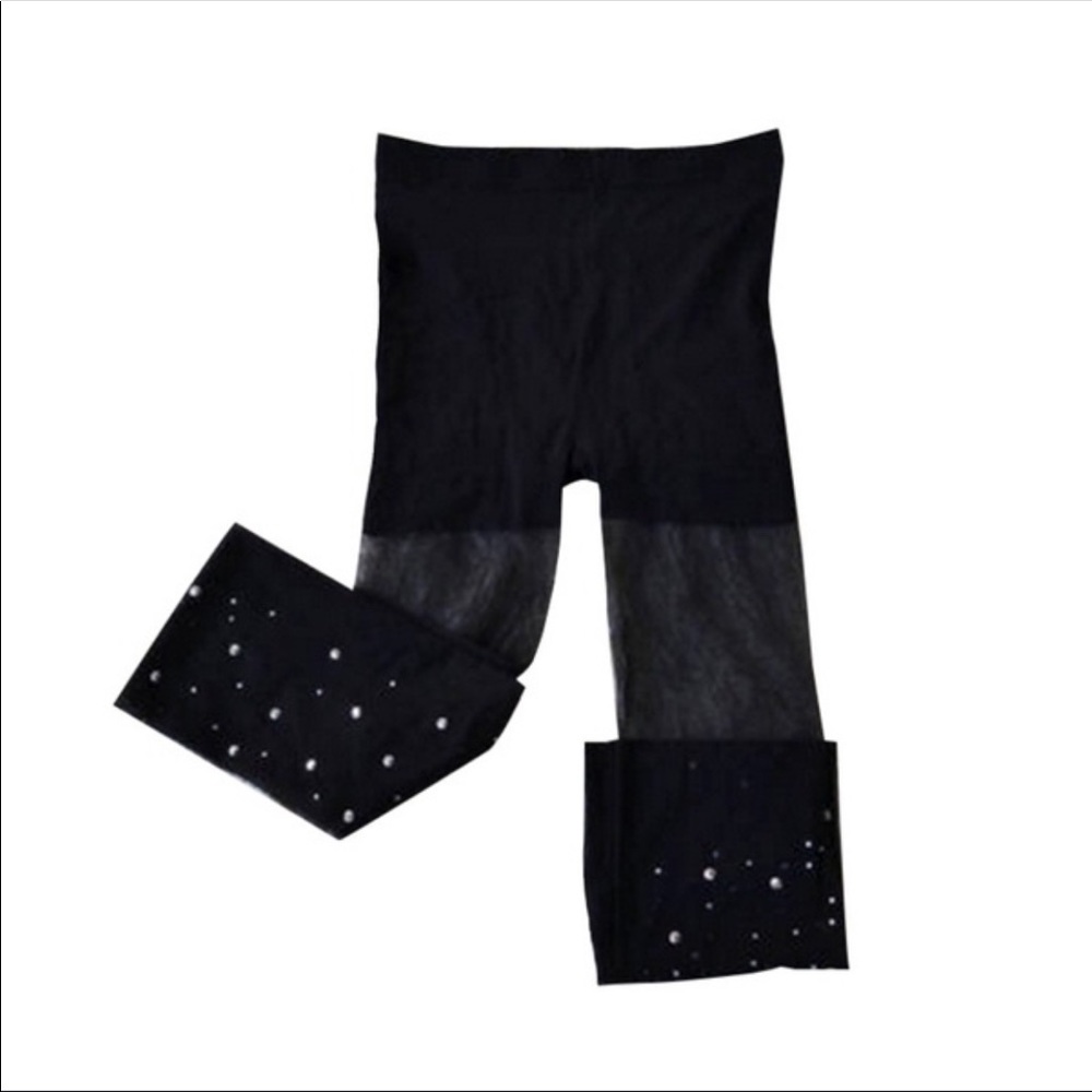 NWT.  Sexy Black Rhinestone Pantyhose - Picture 2 of 3